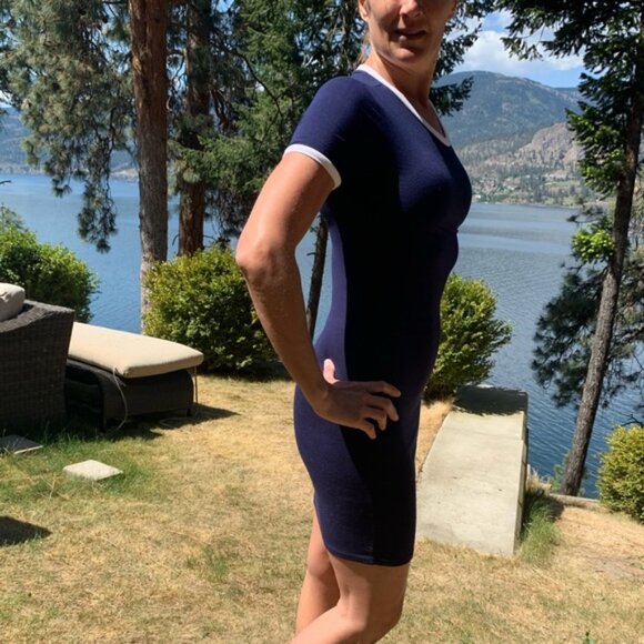 Forever 21 Navy Blue & White Bodycon T-Shirt Dress - Picture 3 of 5